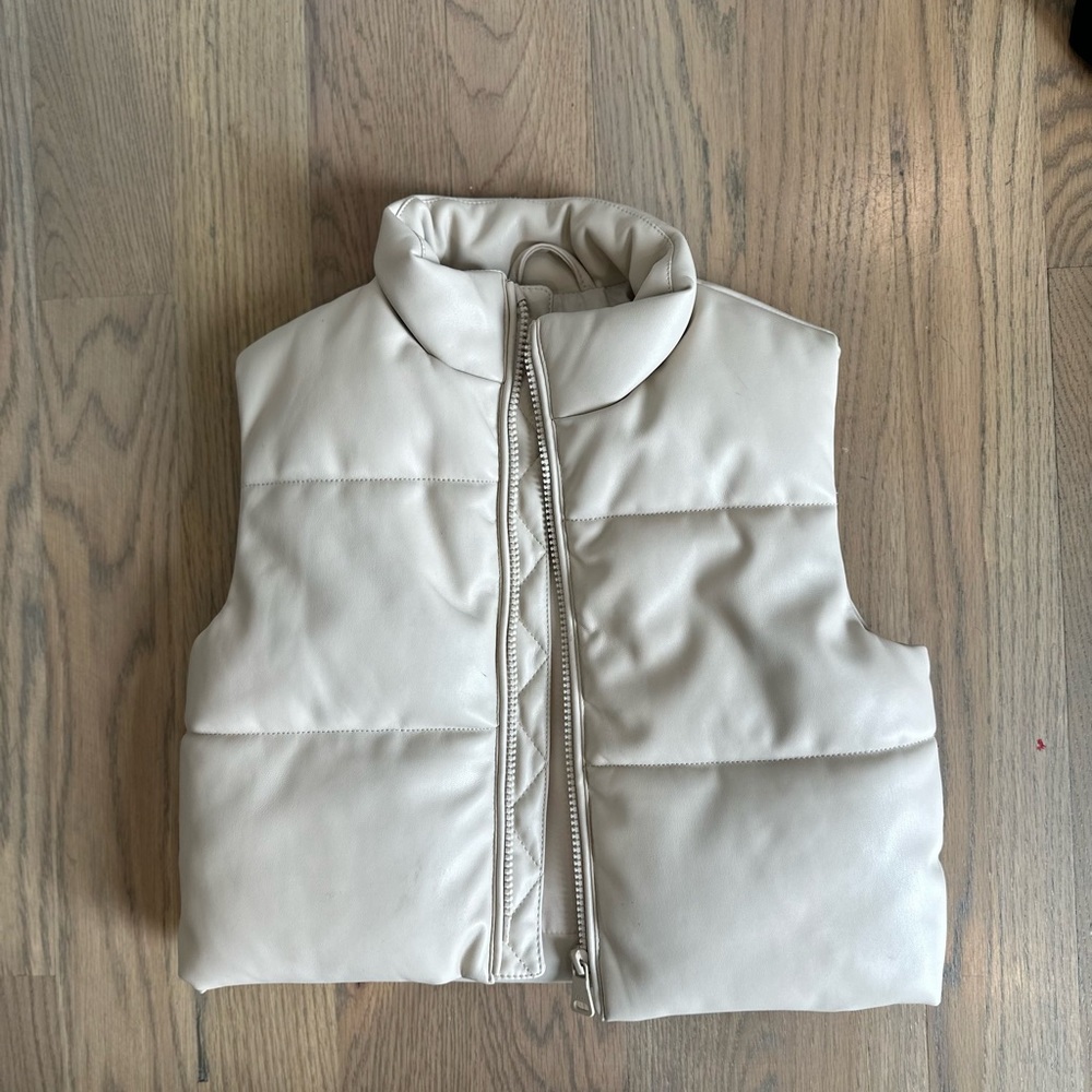 Cream pleather vest